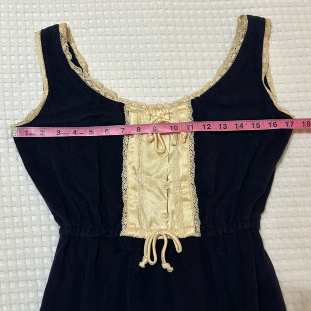 Vintage 1970s Byer Too Sleeveless Maxi Dress Ruffled Hem Lace Up Detail Size XS - Picture 6 of 8